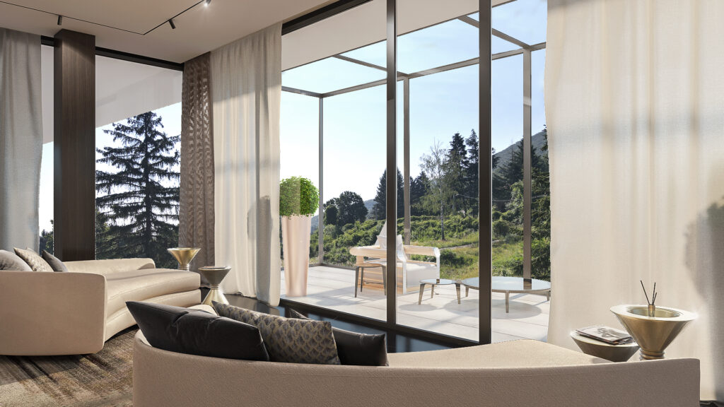 Spacious bedroom in a luxury home with a sense of scale and harmony.