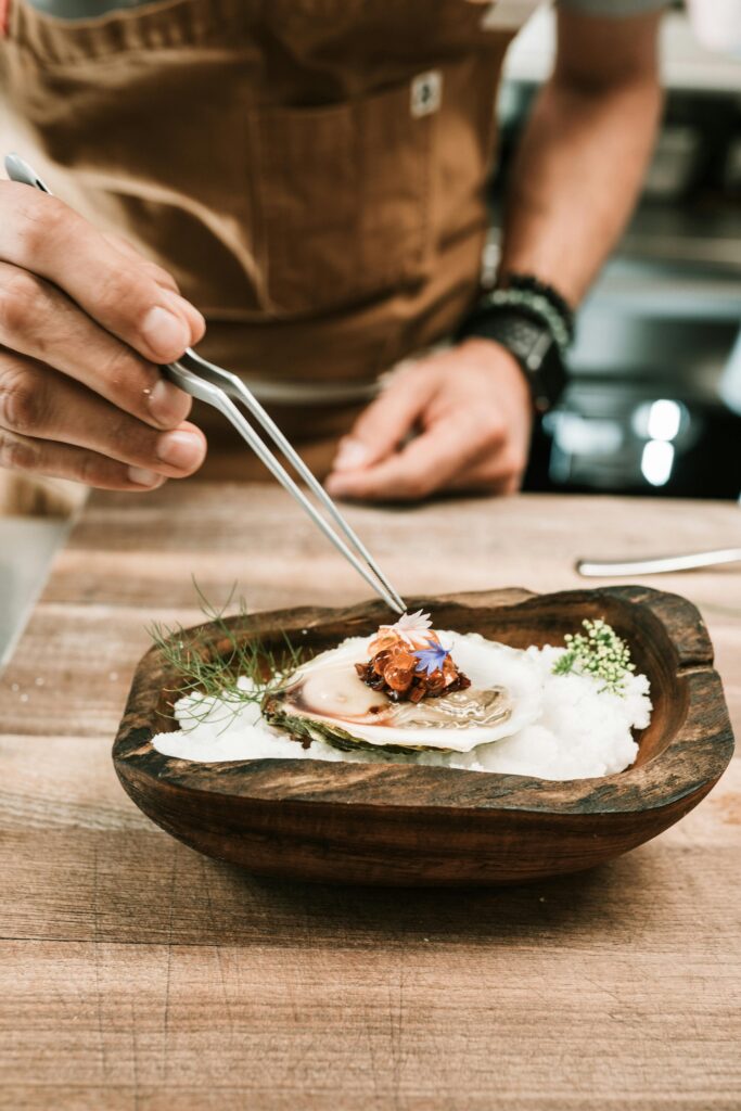Serving tweezers used in fine dining
